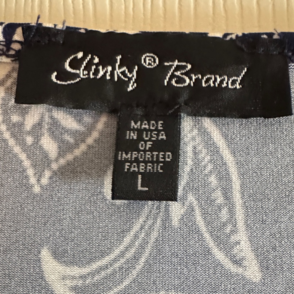 Slinky Brand Navy & White Floral Top – Size L - Picture 5 of 7